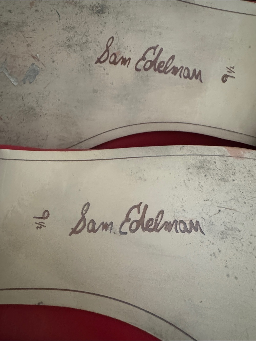 Sam Edelman Red Leather Bow Ballet Flats Gold Logo Size 9.5 - Picture 6 of 7